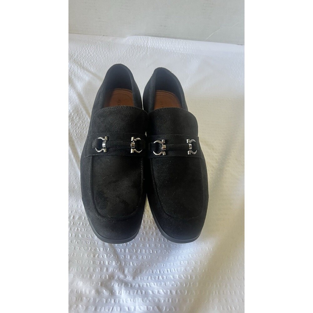 Ferro Aldo Demi Tri Black Faux Suede Loafer Handcrafted Men's Size 8 EUC!